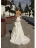 Strapless Ivory Glitter Lace Corset Back Wedding Dress